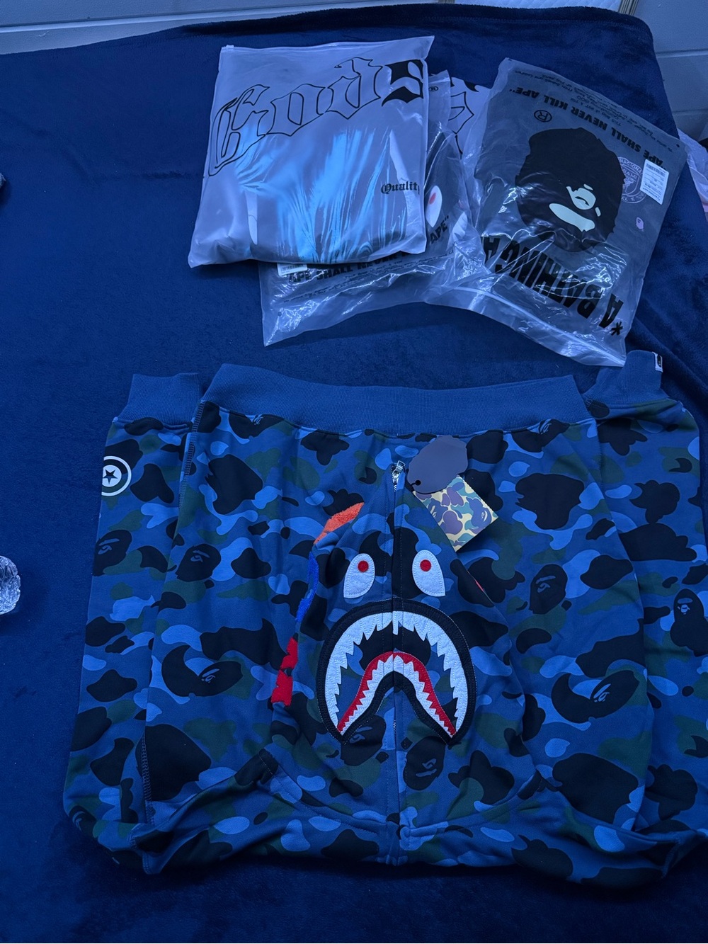 Unisex Blue Shark Camo Sweatshorts